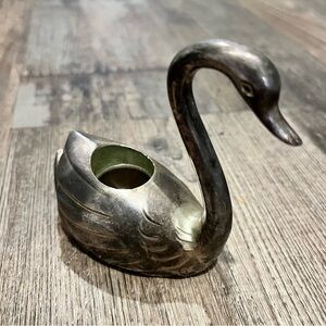 Godinger Silver Plated Swan Candle Holder 1984 Italy Vintage Felt Bottom